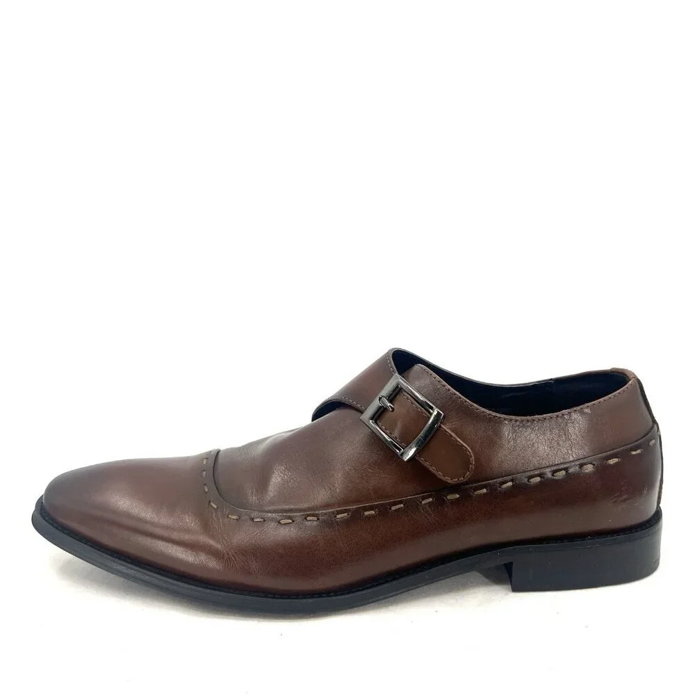 Polo Ralph Lauren Monk Strap Brown Leather Oxford Loafer Men’s 9 - Picture 4 of 11